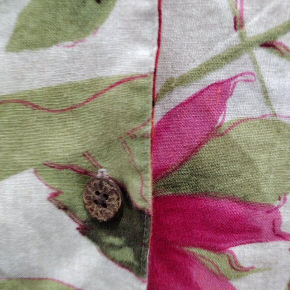 Caribbean Joe Linen Tropical Floral Shirt 1X NWOT Button Front Resort Vibes Top - Picture 6 of 11